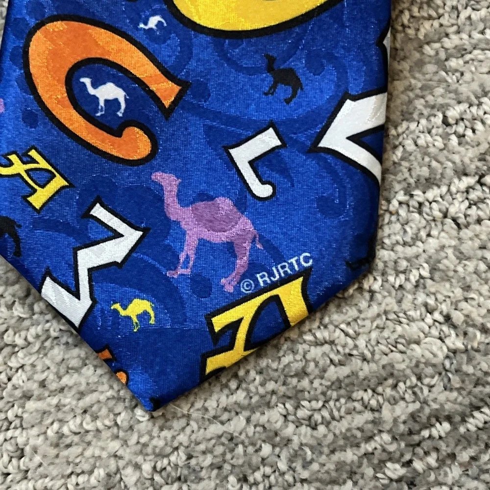 Vintage Camel R.J. Reynolds Necktie Blue Buffalo Bay Floating Letters